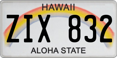HI license plate ZIX832