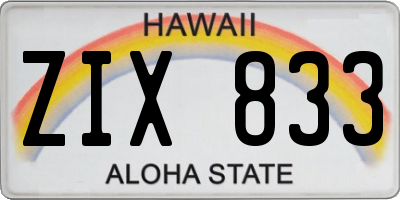 HI license plate ZIX833