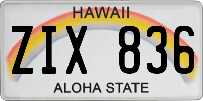 HI license plate ZIX836