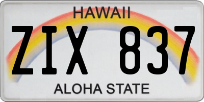 HI license plate ZIX837