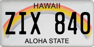 HI license plate ZIX840