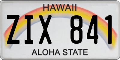 HI license plate ZIX841