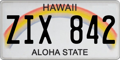 HI license plate ZIX842