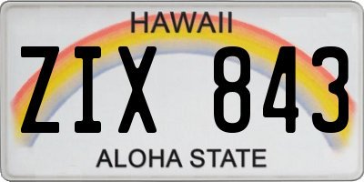 HI license plate ZIX843