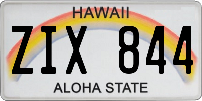 HI license plate ZIX844