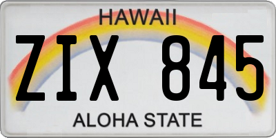 HI license plate ZIX845