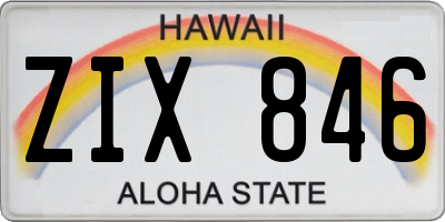 HI license plate ZIX846