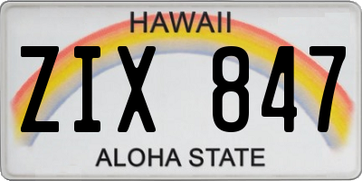 HI license plate ZIX847