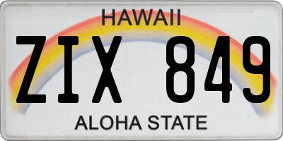 HI license plate ZIX849