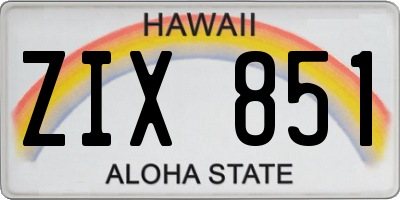 HI license plate ZIX851