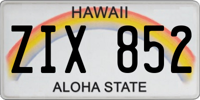 HI license plate ZIX852