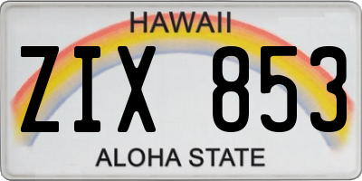 HI license plate ZIX853