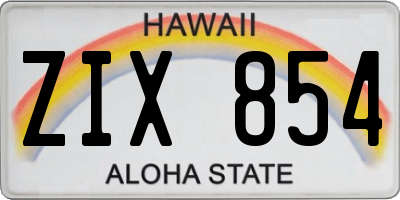 HI license plate ZIX854