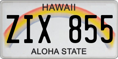 HI license plate ZIX855