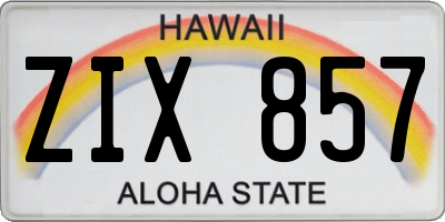 HI license plate ZIX857