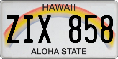 HI license plate ZIX858