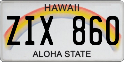 HI license plate ZIX860