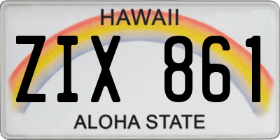 HI license plate ZIX861