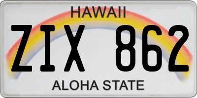 HI license plate ZIX862