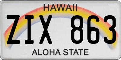 HI license plate ZIX863