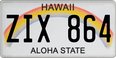 HI license plate ZIX864
