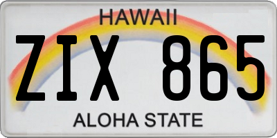 HI license plate ZIX865