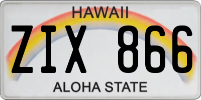 HI license plate ZIX866