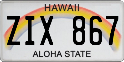 HI license plate ZIX867