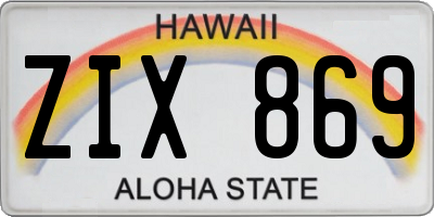 HI license plate ZIX869