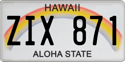 HI license plate ZIX871