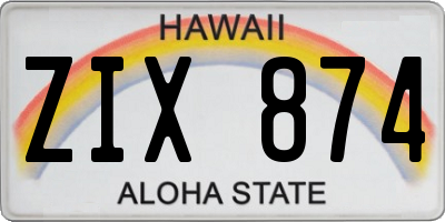 HI license plate ZIX874