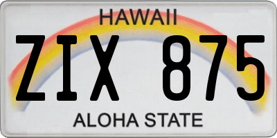 HI license plate ZIX875
