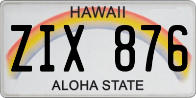 HI license plate ZIX876
