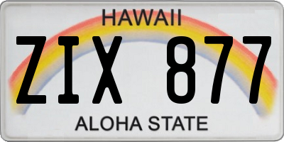 HI license plate ZIX877