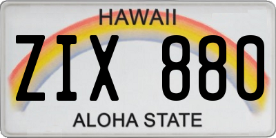 HI license plate ZIX880