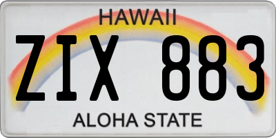 HI license plate ZIX883