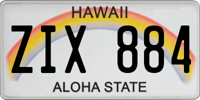 HI license plate ZIX884