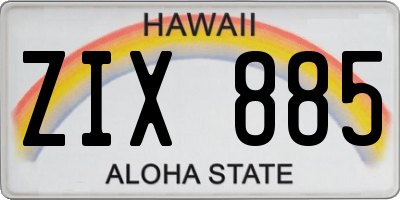 HI license plate ZIX885