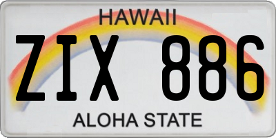 HI license plate ZIX886
