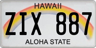 HI license plate ZIX887