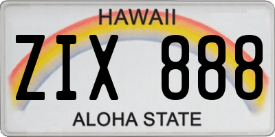 HI license plate ZIX888