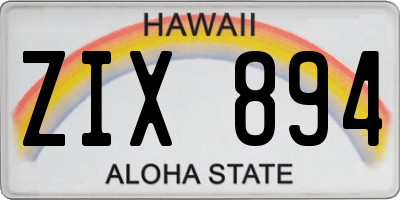HI license plate ZIX894
