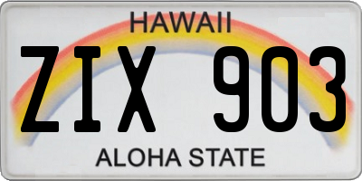 HI license plate ZIX903