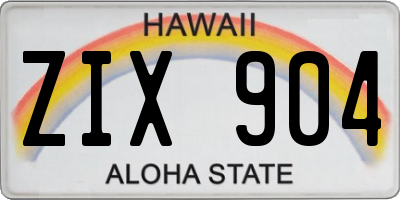HI license plate ZIX904