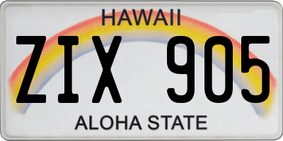 HI license plate ZIX905