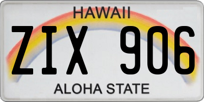 HI license plate ZIX906