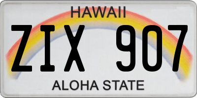 HI license plate ZIX907
