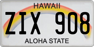 HI license plate ZIX908