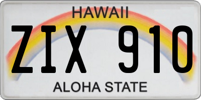 HI license plate ZIX910
