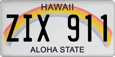 HI license plate ZIX911
